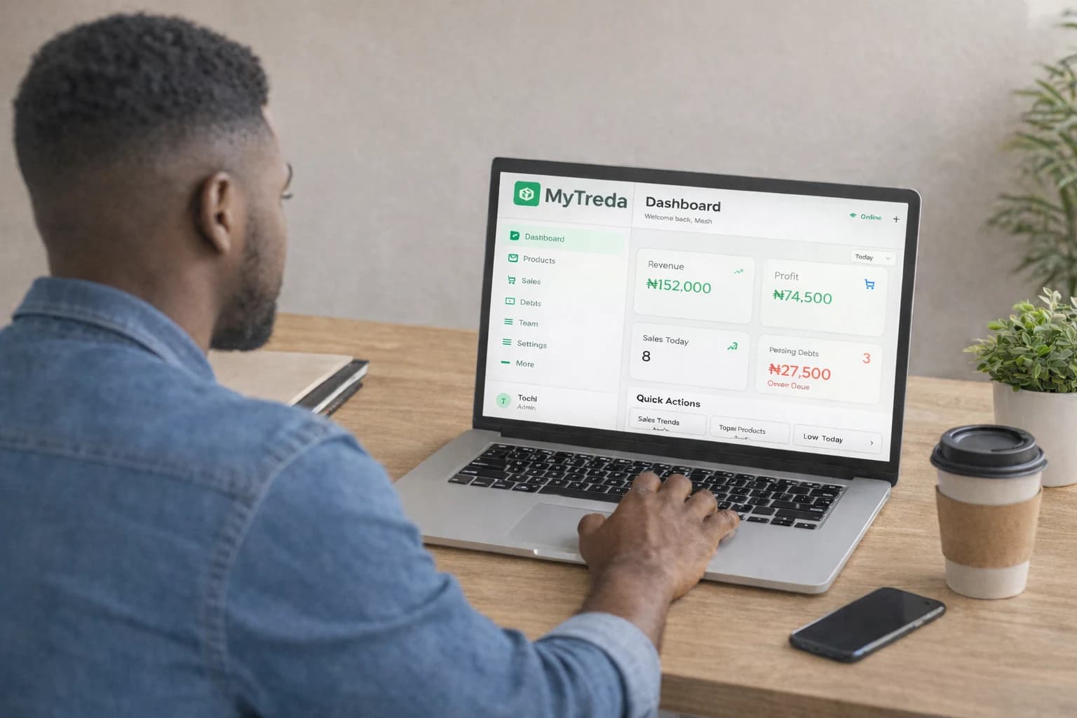 MyTreda dashboard on laptop